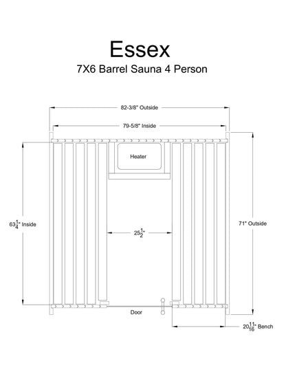 Almost Heaven Essex 4 Person Barrel Sauna 7'x6' Rustic Red Cedar Outdoor
