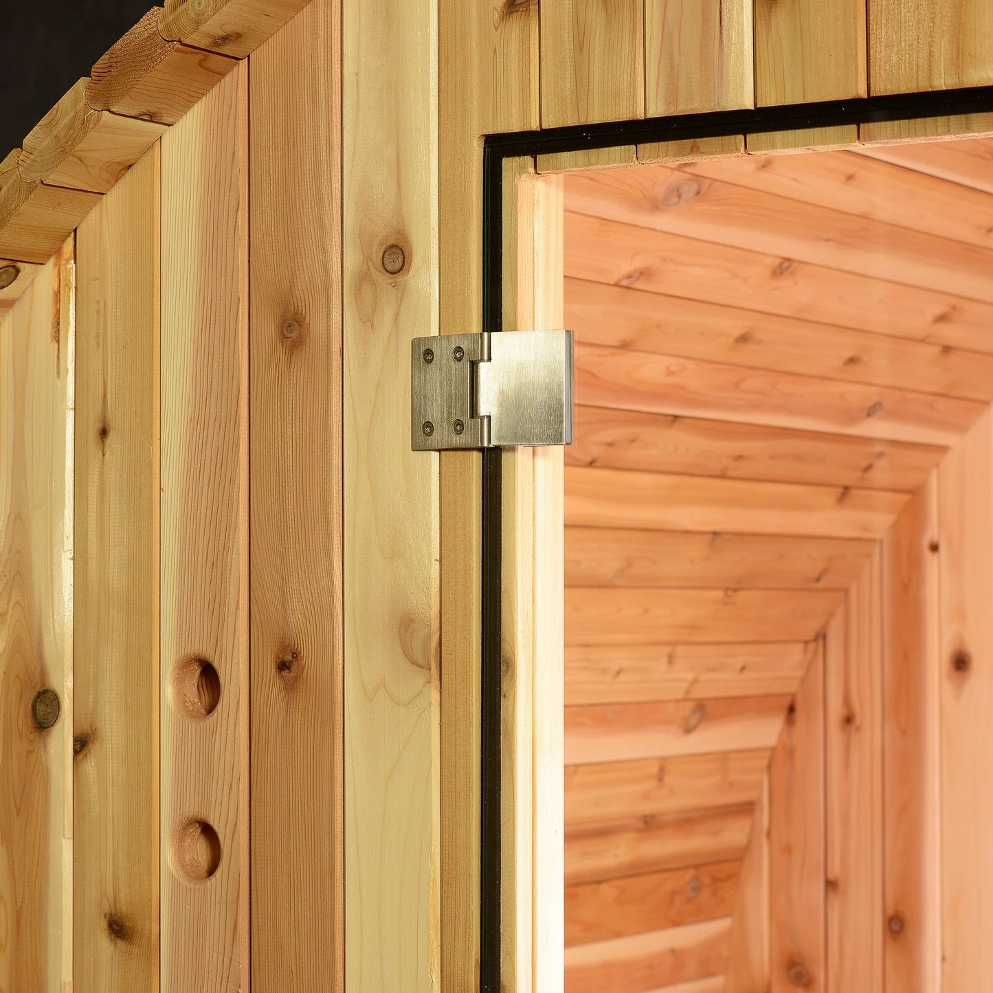 Almost Heaven Essex 4 Person Barrel Sauna 7'x6' Rustic Red Cedar Outdoor