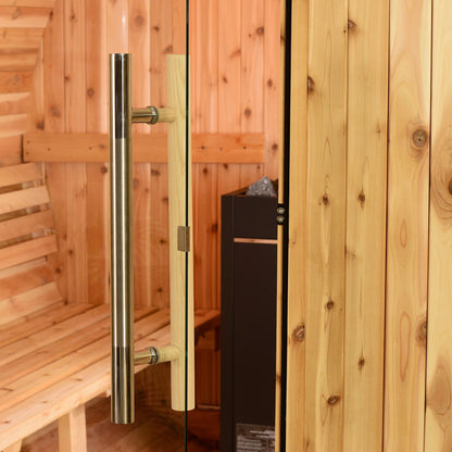 Almost Heaven Essex 4 Person Barrel Sauna 7'x6' Rustic Red Cedar Outdoor